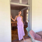Ruffled Pleated Halterneck Dress Summer Irregular Hem Dresses Party Club Evening Gown Clothing