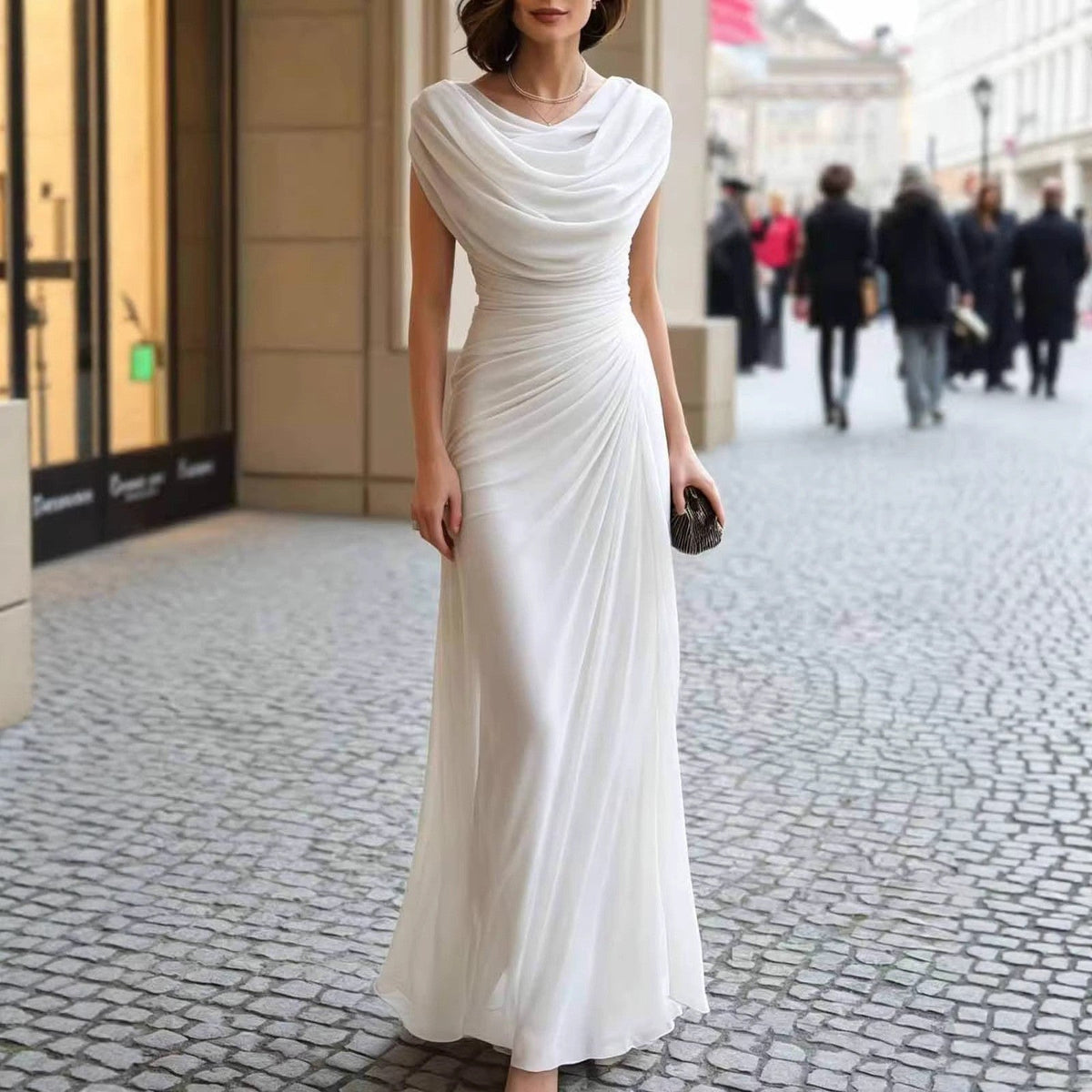 Slim-fit Elegant Pleated Dress For Women