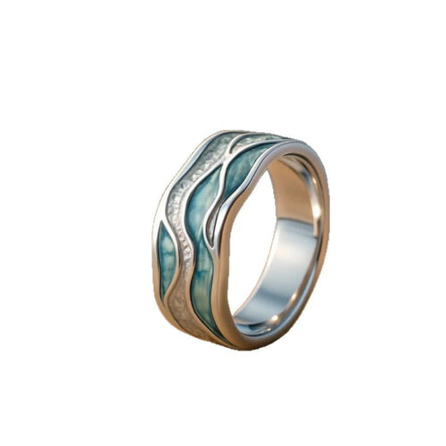 Beach Wave Aurora Ocean-Inspired Ring for Holiday Style Jewelry