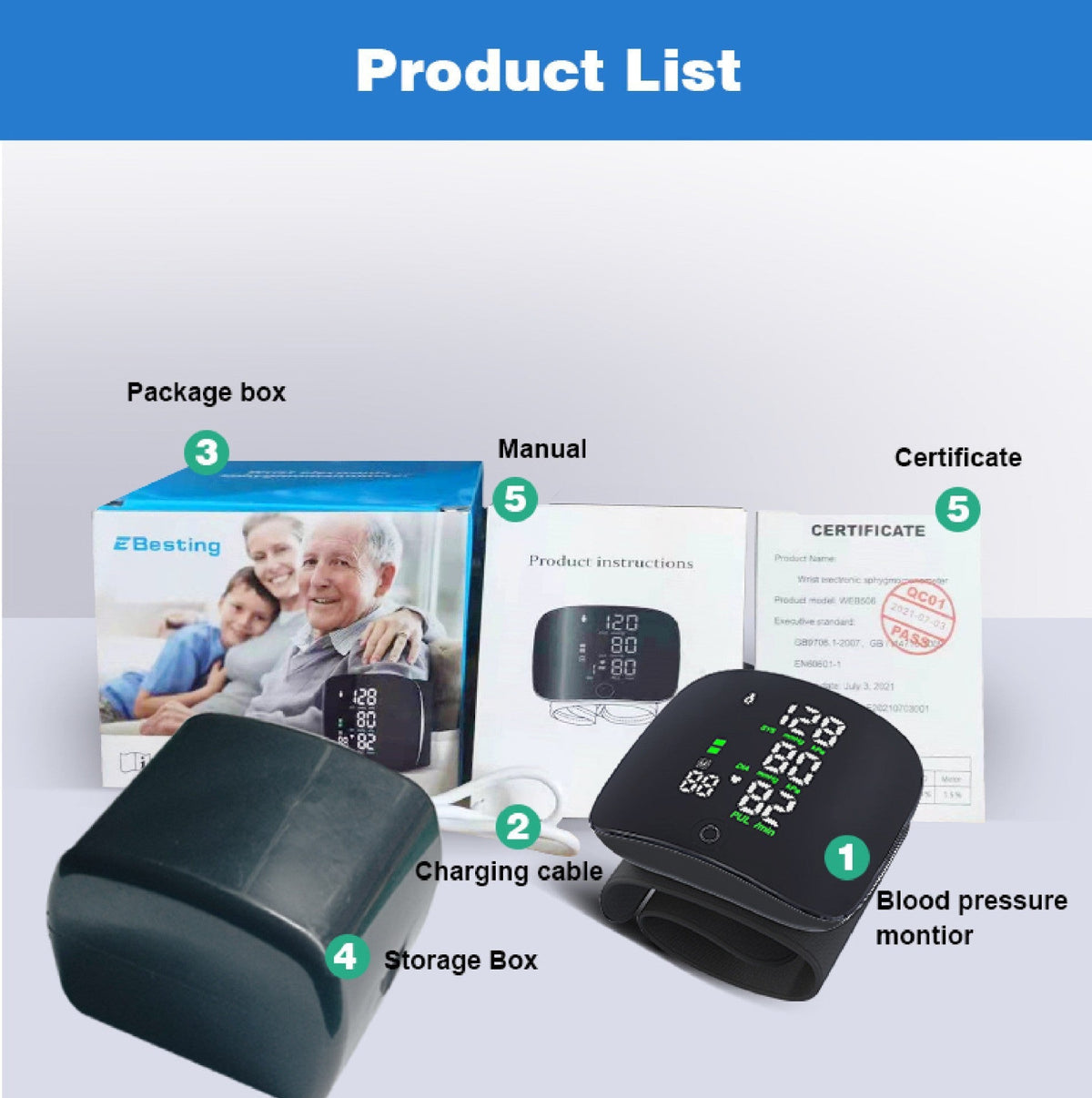 Digital Automatic Wrist Blood Pressure Meter