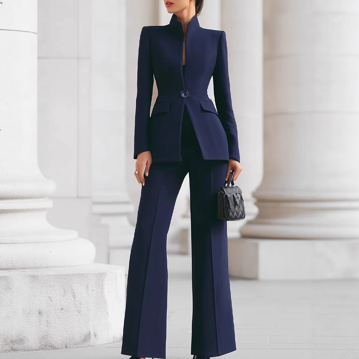 Elegant High-Neck 2-Piece Suit Set