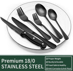 Maqiato | 24-Piece Black Stainless Steel Cutlery Set