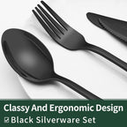 Maqiato | 24-Piece Black Stainless Steel Cutlery Set