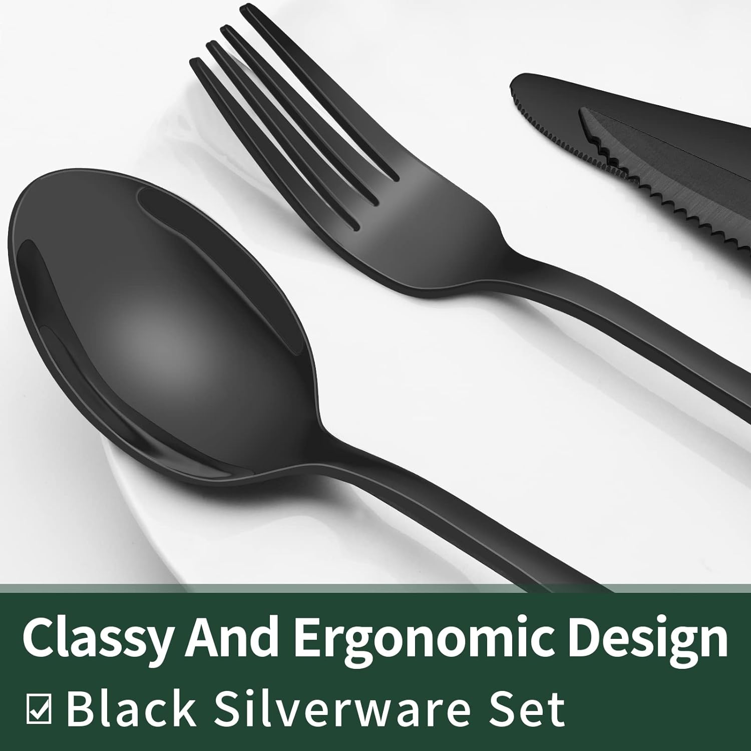 Maqiato | 24-Piece Black Stainless Steel Cutlery Set