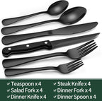Maqiato | 24-Piece Black Stainless Steel Cutlery Set