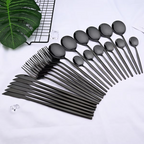 Maqiato | 24-Piece Black Stainless Steel Cutlery Set