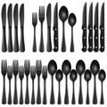 Maqiato | 24-Piece Black Stainless Steel Cutlery Set