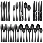 Maqiato | 24-Piece Black Stainless Steel Cutlery Set