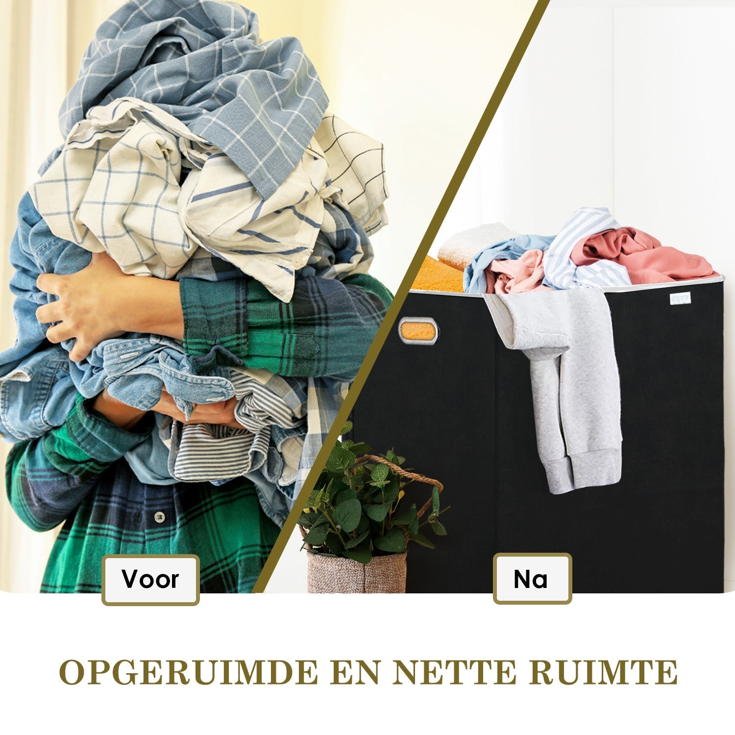 Maqiato | 3-Compartment Laundry Hamper with Lid