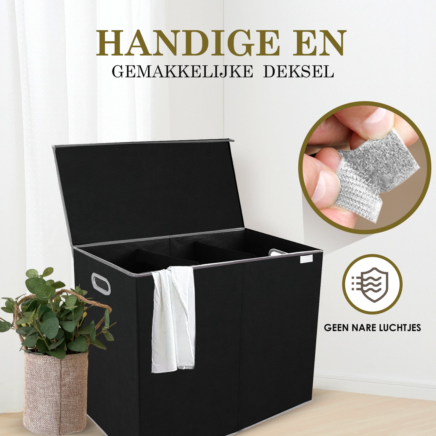 Maqiato | 3-Compartment Laundry Hamper with Lid