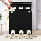 Maqiato | 3-Compartment Laundry Hamper with Lid
