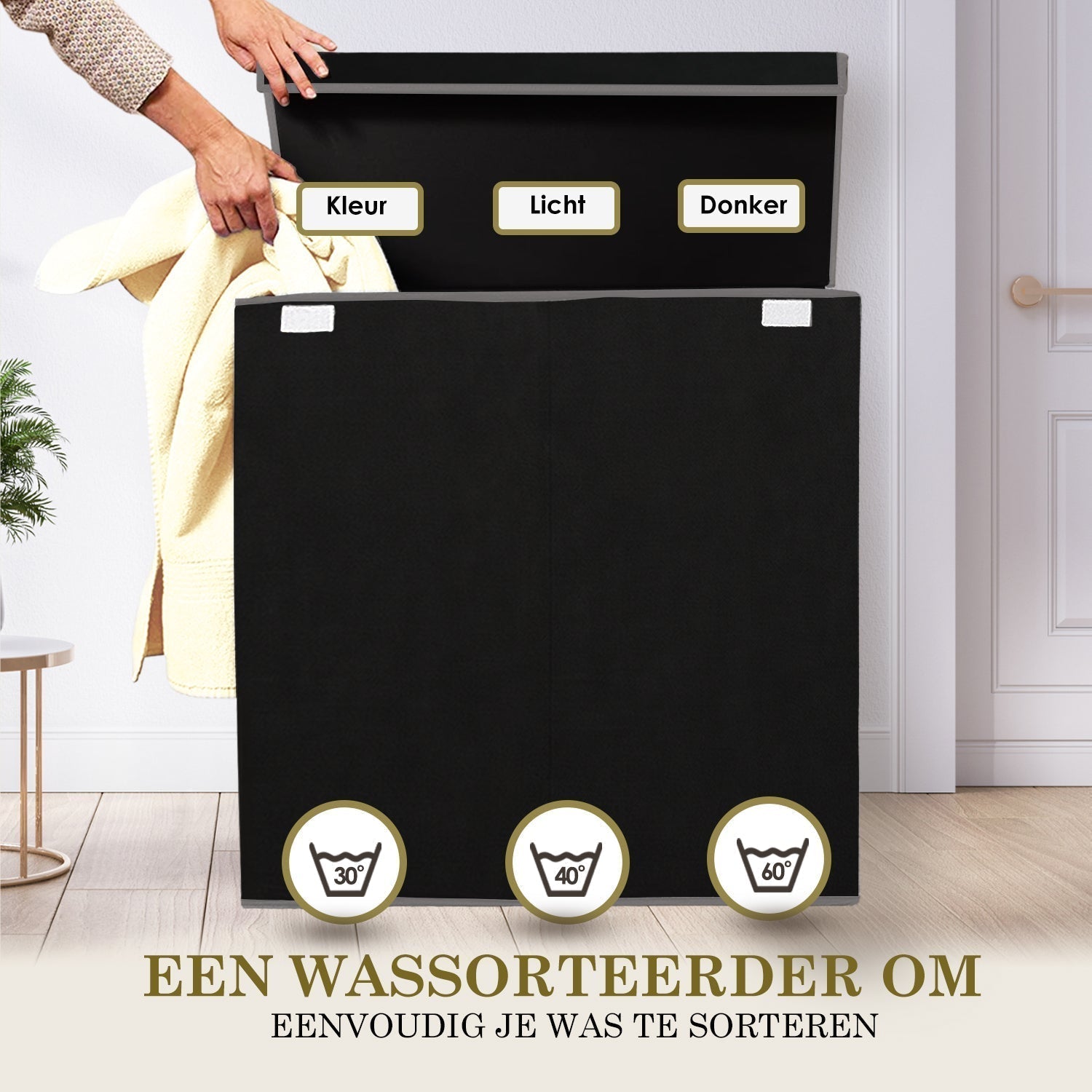 Maqiato | 3-Compartment Laundry Hamper with Lid