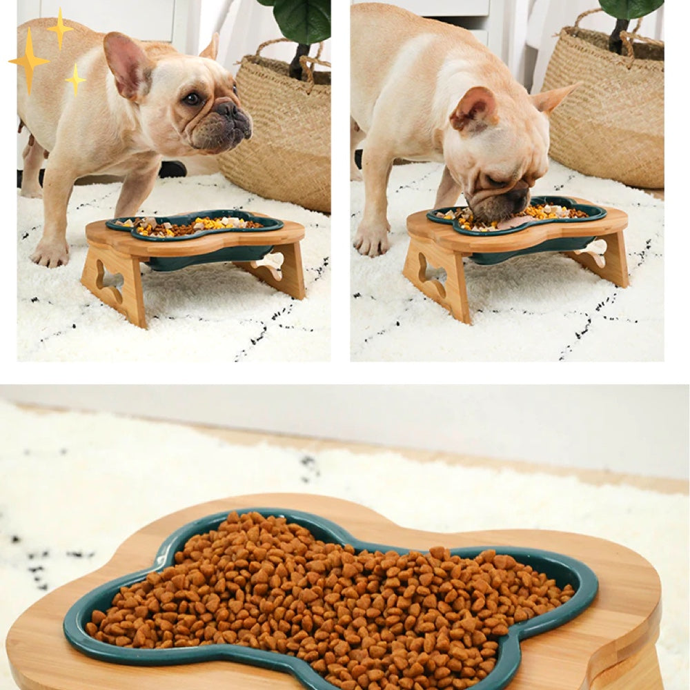 Maqiato | Ceramic Dog Bowl with Wooden Stand