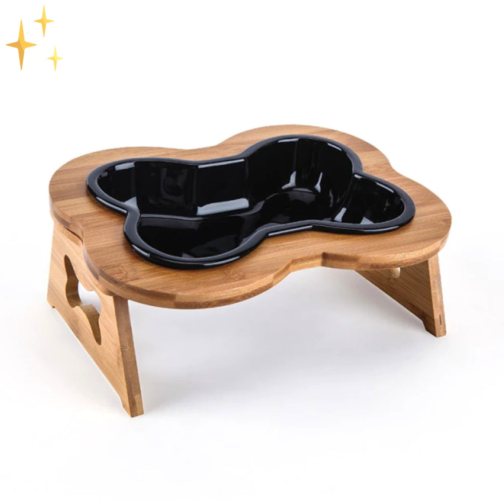 Maqiato | Ceramic Dog Bowl with Wooden Stand