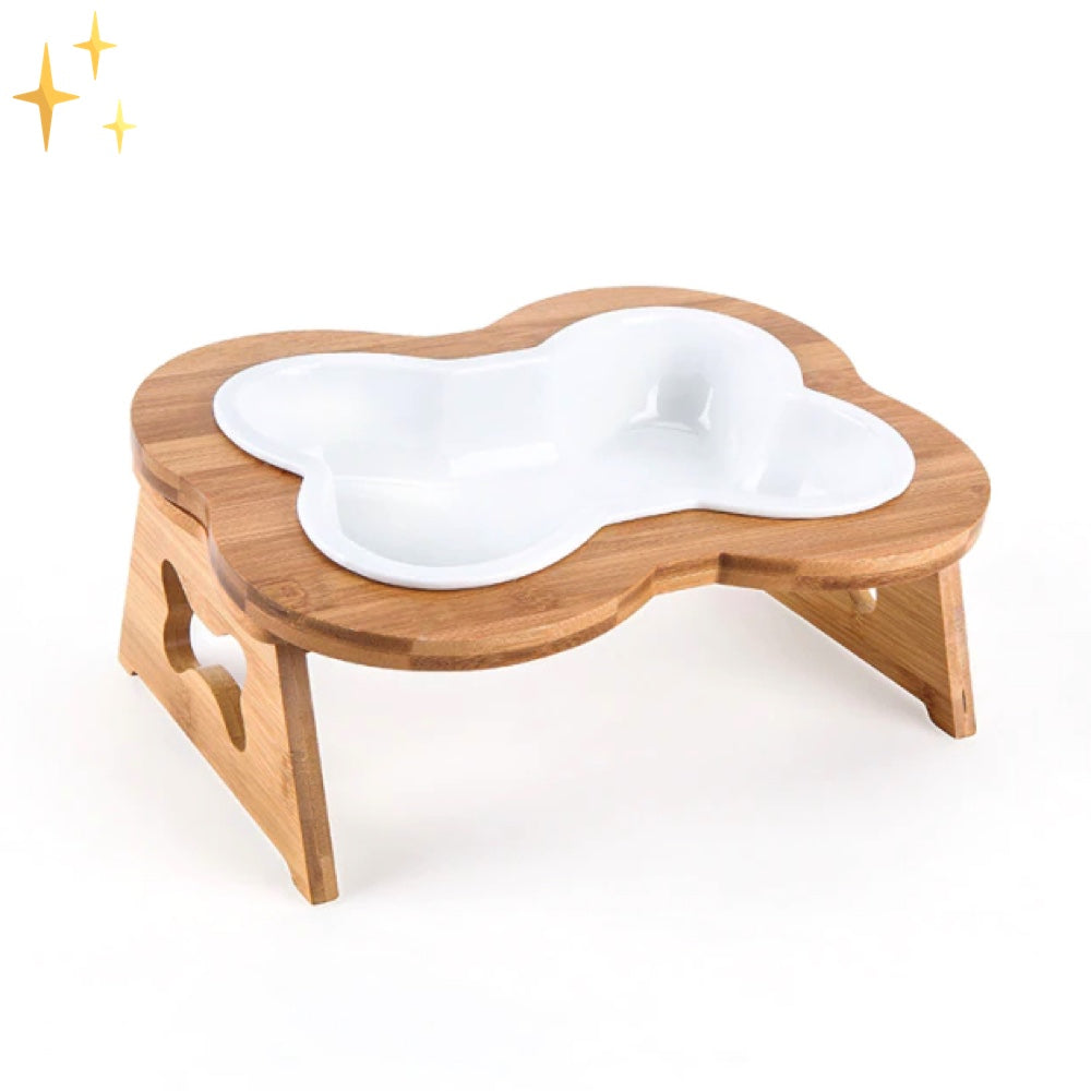 Maqiato | Ceramic Dog Bowl with Wooden Stand