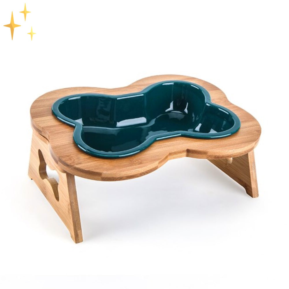 Maqiato | Ceramic Dog Bowl with Wooden Stand