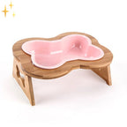 Maqiato | Ceramic Dog Bowl with Wooden Stand