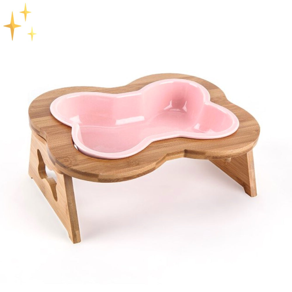 Maqiato | Ceramic Dog Bowl with Wooden Stand