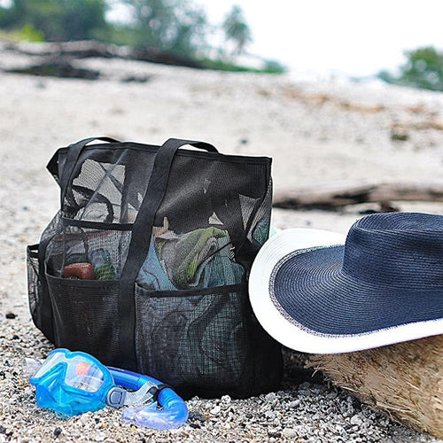 Maqiato | Foldable Mesh Beach Tote with 9 Pockets