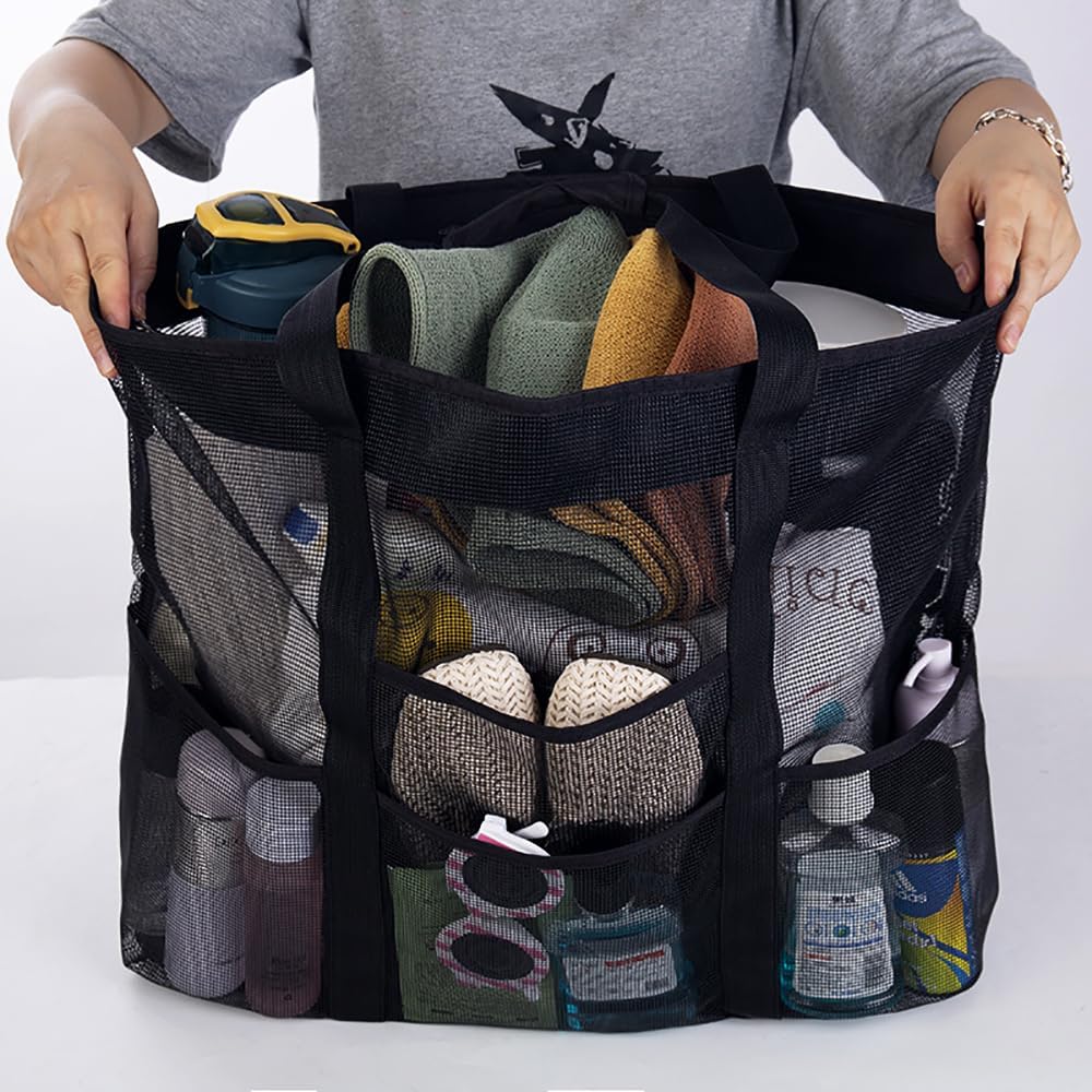 Maqiato | Foldable Mesh Beach Tote with 9 Pockets