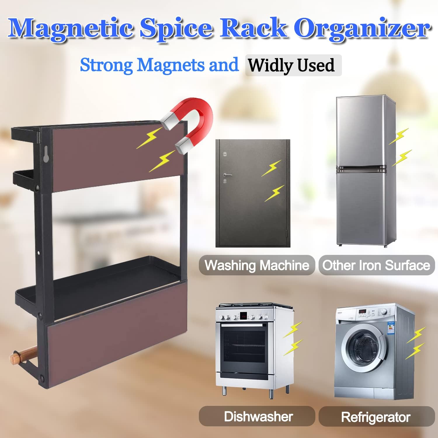Maqiato | Magnetic Fridge Spice Rack with Paper Towel Holder