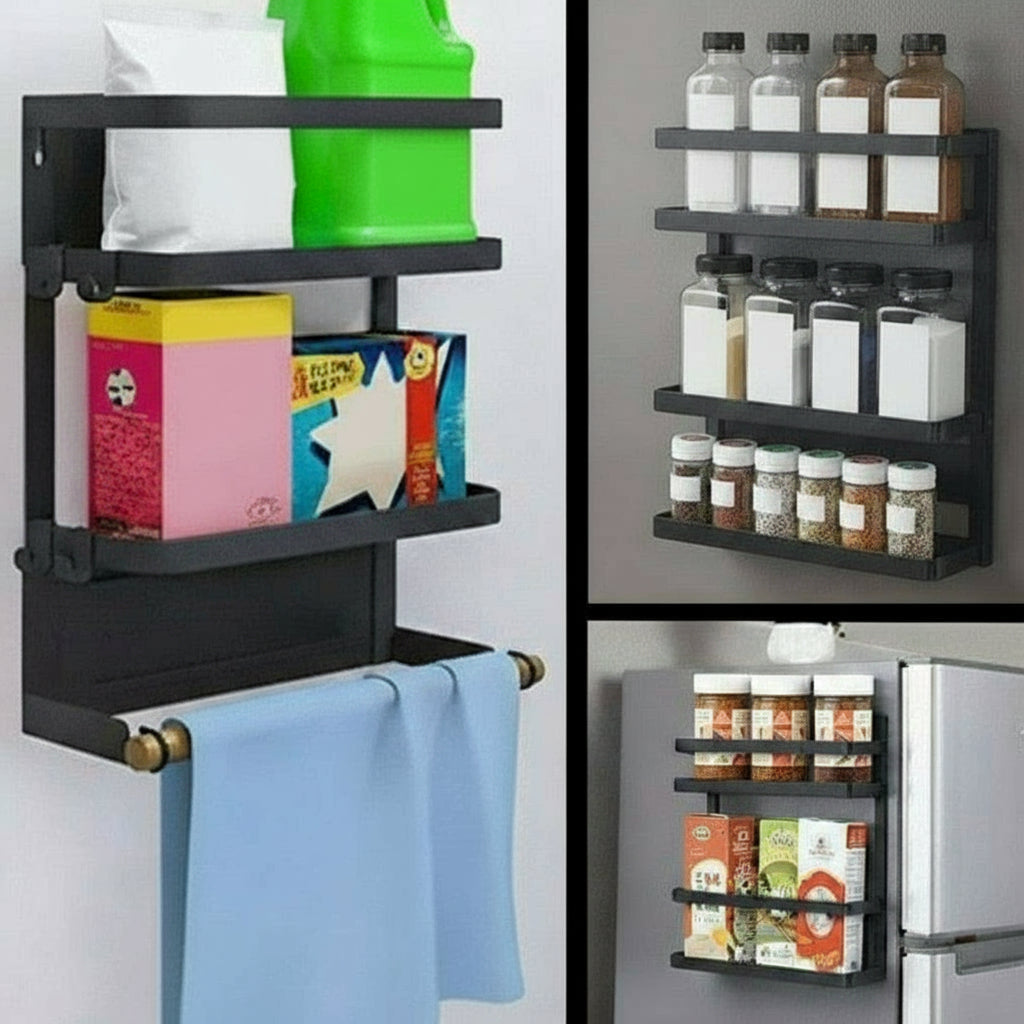 Maqiato | Magnetic Fridge Spice Rack with Paper Towel Holder