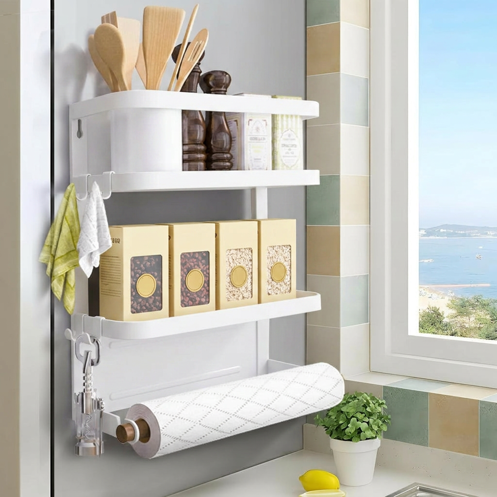 Maqiato | Magnetic Fridge Spice Rack with Paper Towel Holder