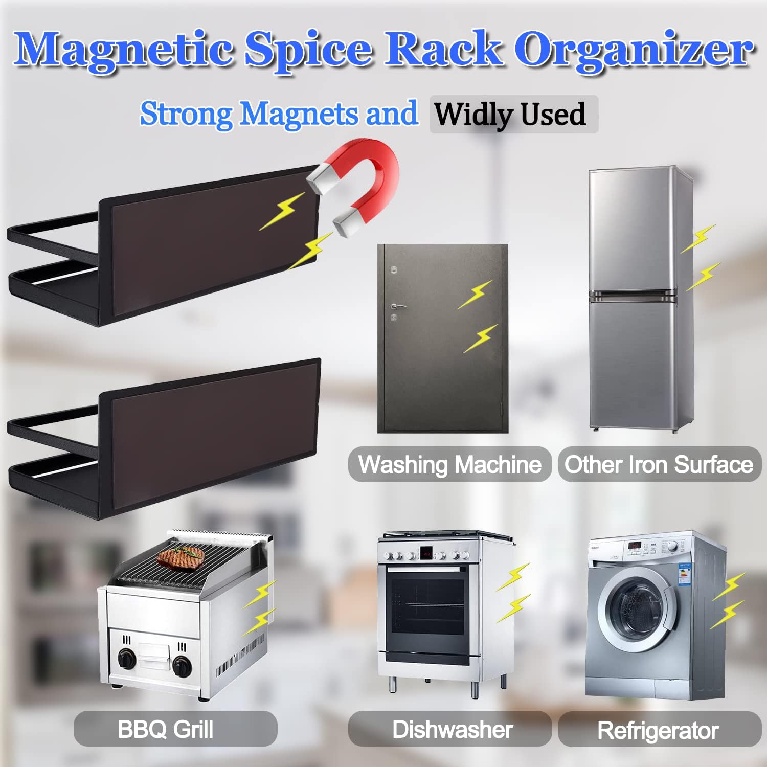 Maqiato | Magnetic No-Drill Spice Rack in Black