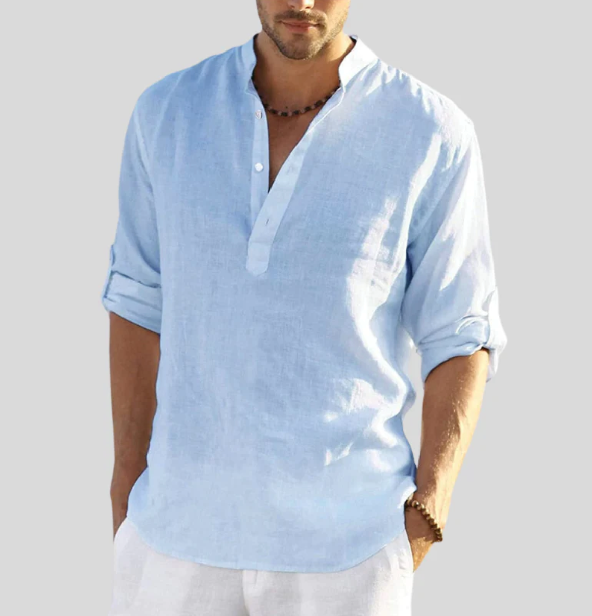 Maqiato | Men's Band Collar Shirt