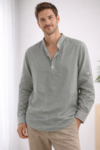 Maqiato | Men's Band Collar Shirt