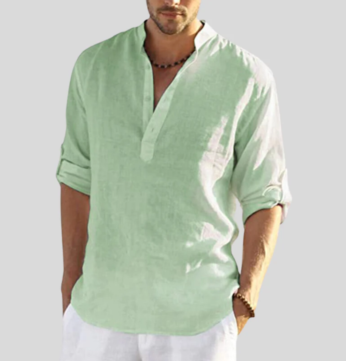 Maqiato | Men's Band Collar Shirt