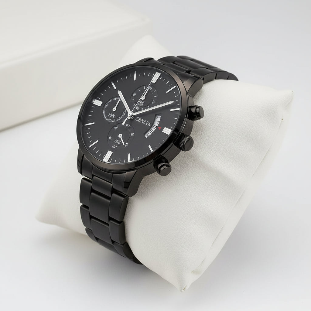 Maqiato | Men's Black Steel Chronograph Watch
