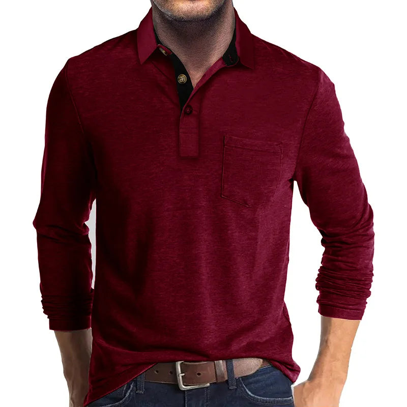 Maqiato | Men's Breathable Long Sleeve Polo Shirt