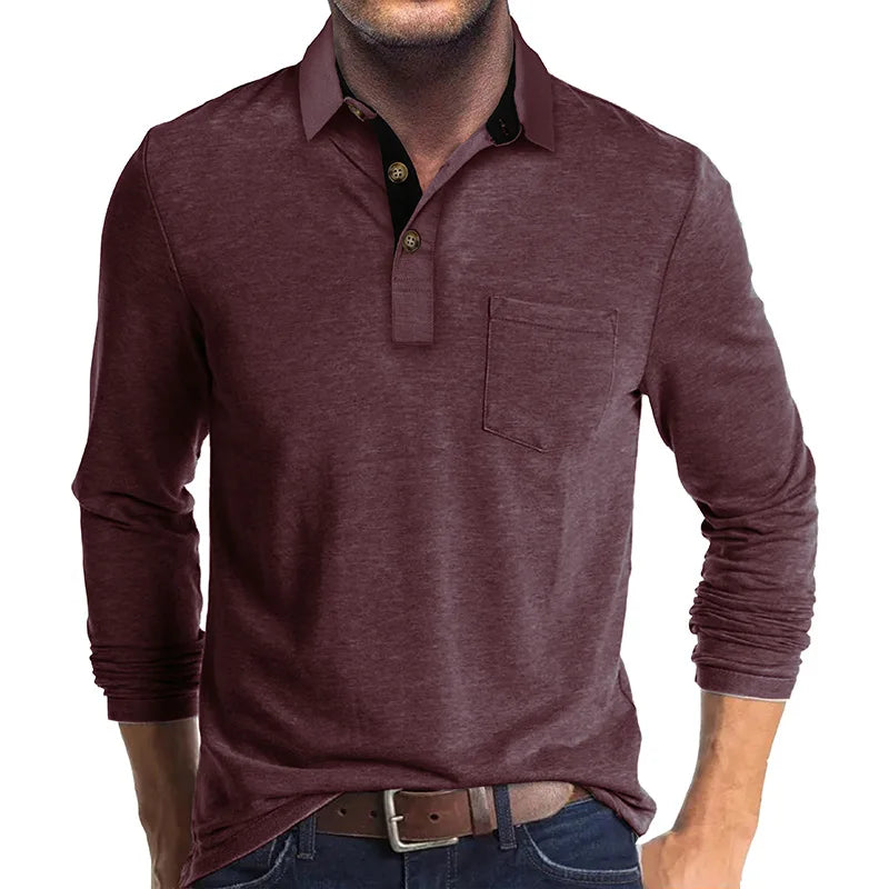 Maqiato | Men's Breathable Long Sleeve Polo Shirt