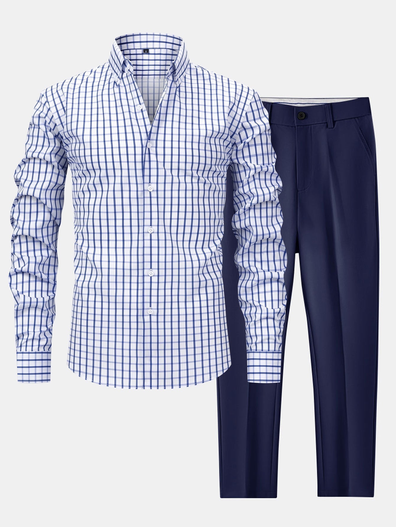 Maqiato | Men's Checked Shirt & Slim Fit Pants Set