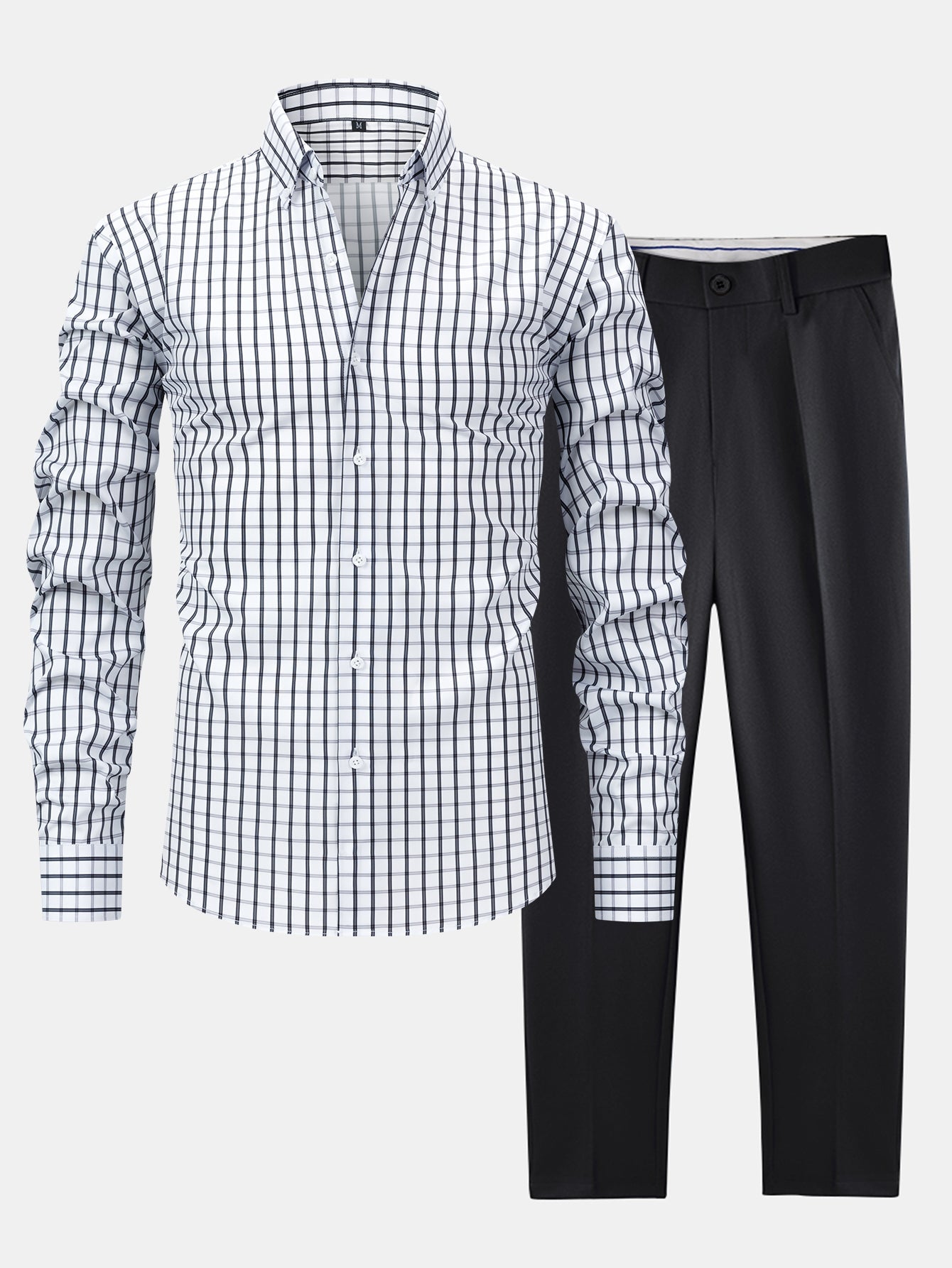 Maqiato | Men's Checked Shirt & Slim Fit Pants Set