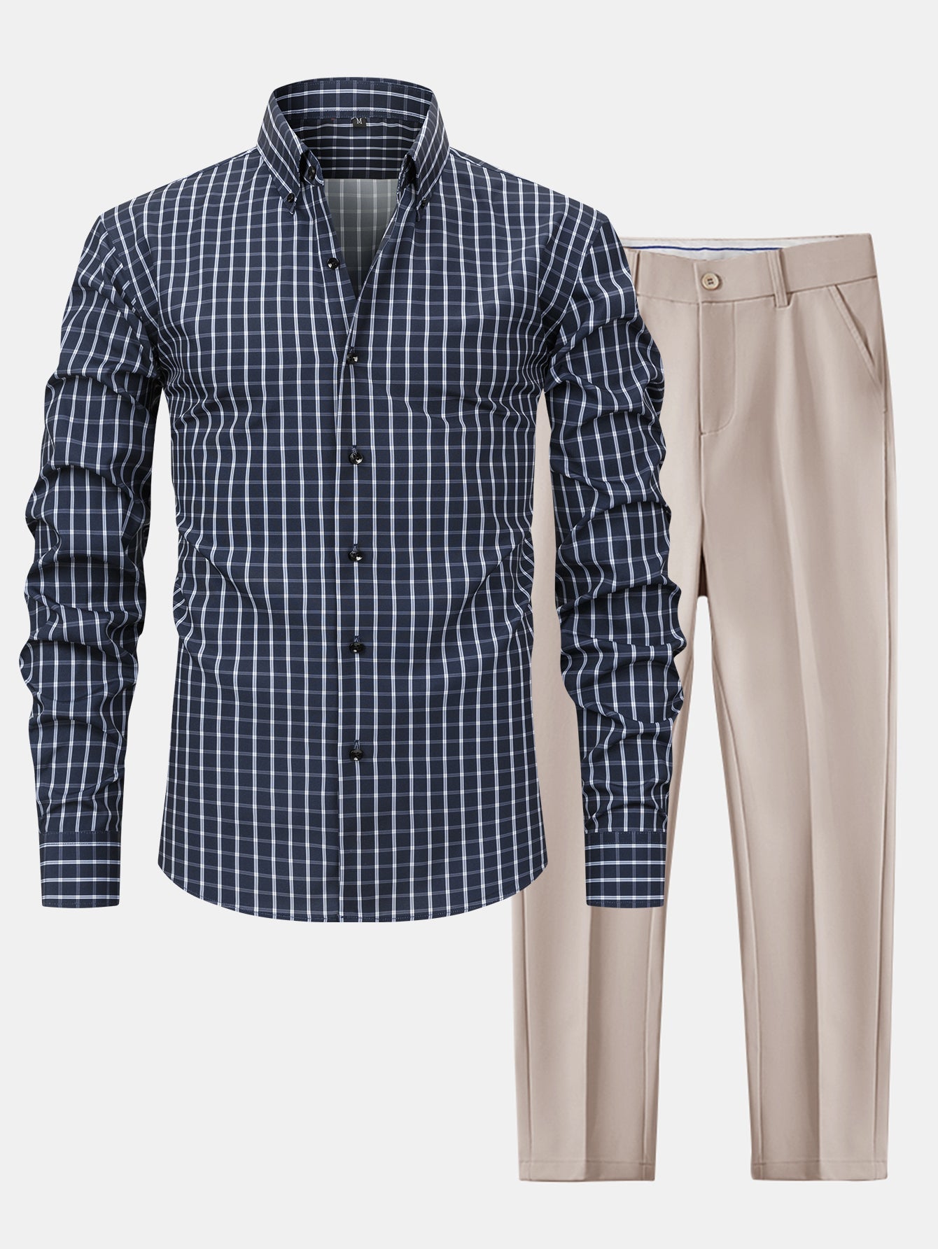 Maqiato | Men's Checked Shirt & Slim Fit Pants Set
