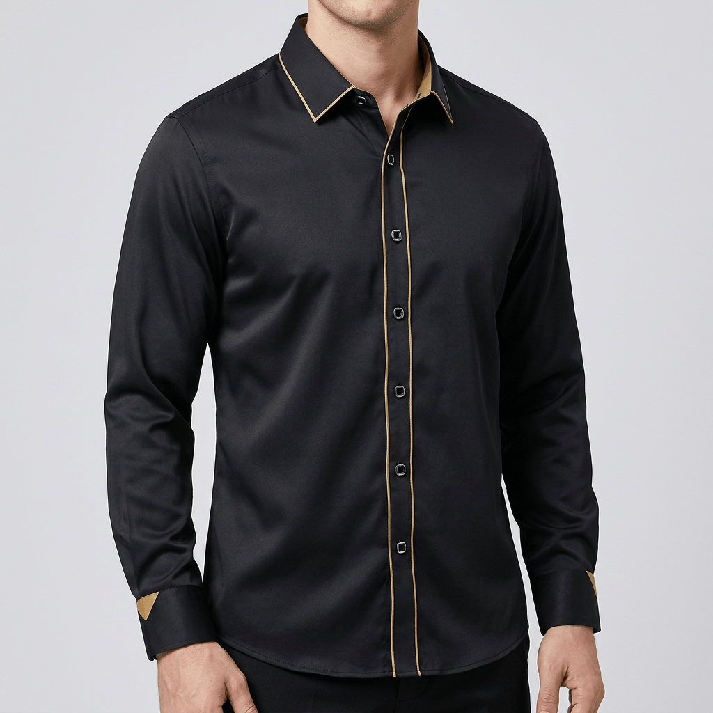 Maqiato | Men's Contrast Trim Long Sleeve Shirt