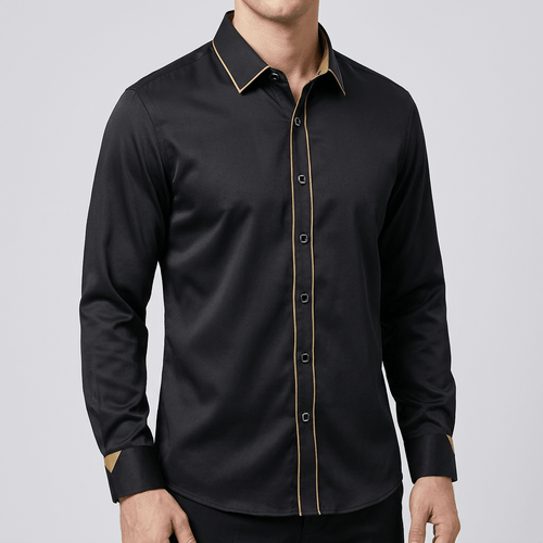 Maqiato | Men's Contrast Trim Long Sleeve Shirt