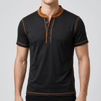 Maqiato | Men's Cotton Blend Henley with Contrast Trim