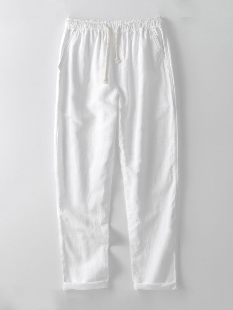 Maqiato | Men's Crochet Knit Polo & Linen Trousers Set
