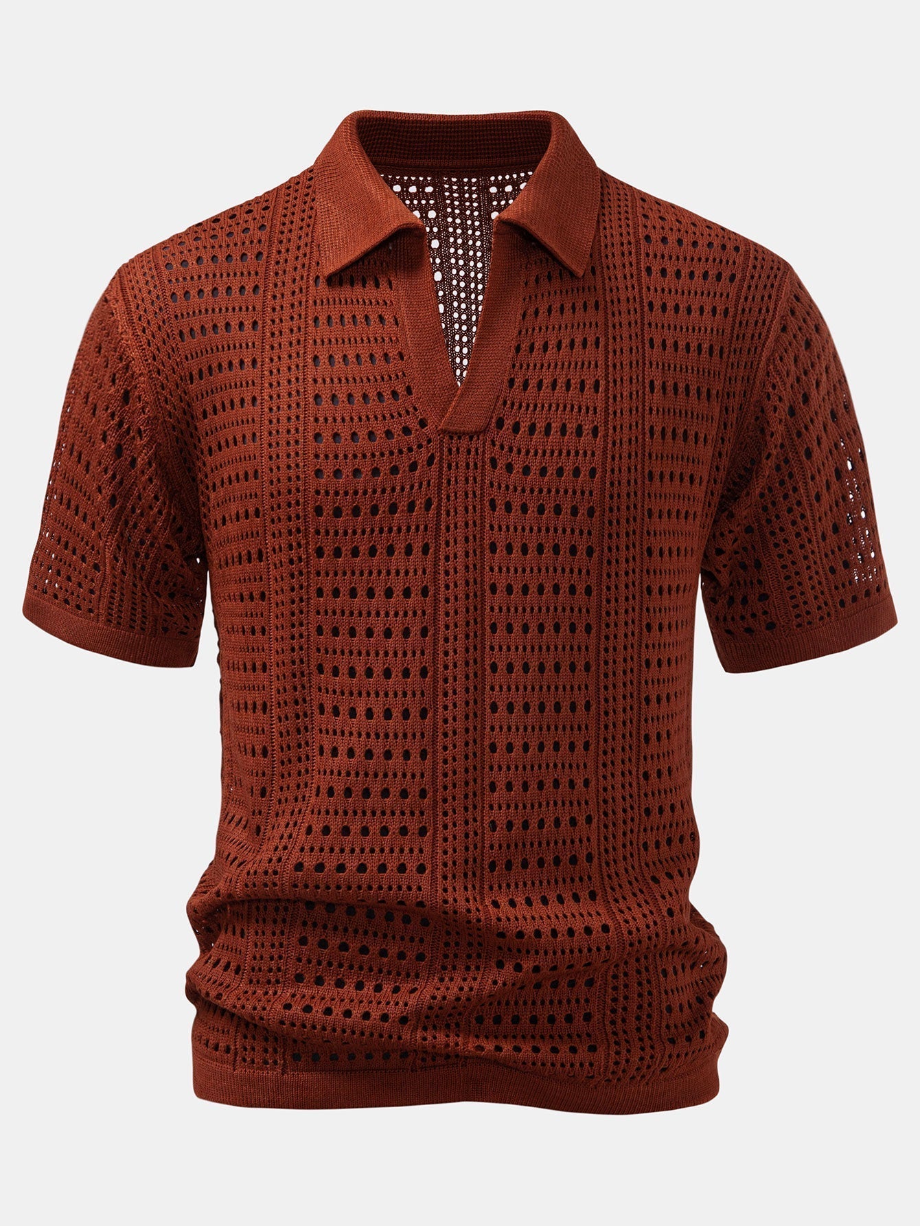 Maqiato | Men's Crochet Knit Polo & Linen Trousers Set