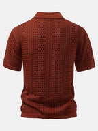 Maqiato | Men's Crochet Knit Polo & Linen Trousers Set