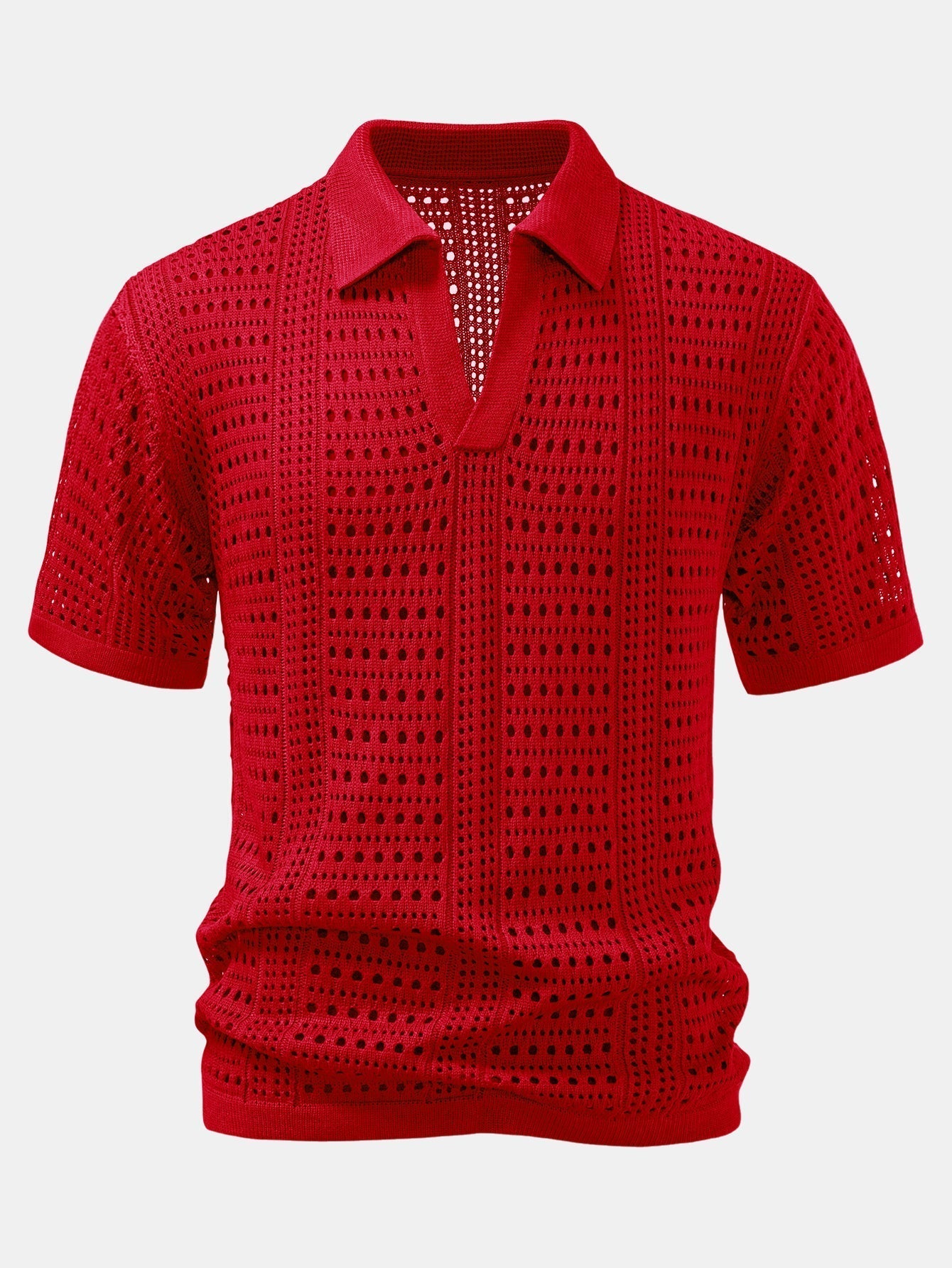 Maqiato | Men's Crochet Knit Polo & Linen Trousers Set