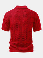Maqiato | Men's Crochet Knit Polo & Linen Trousers Set
