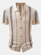 Maqiato | Men's Crochet Knit Shirt & Linen Blend Pants Set