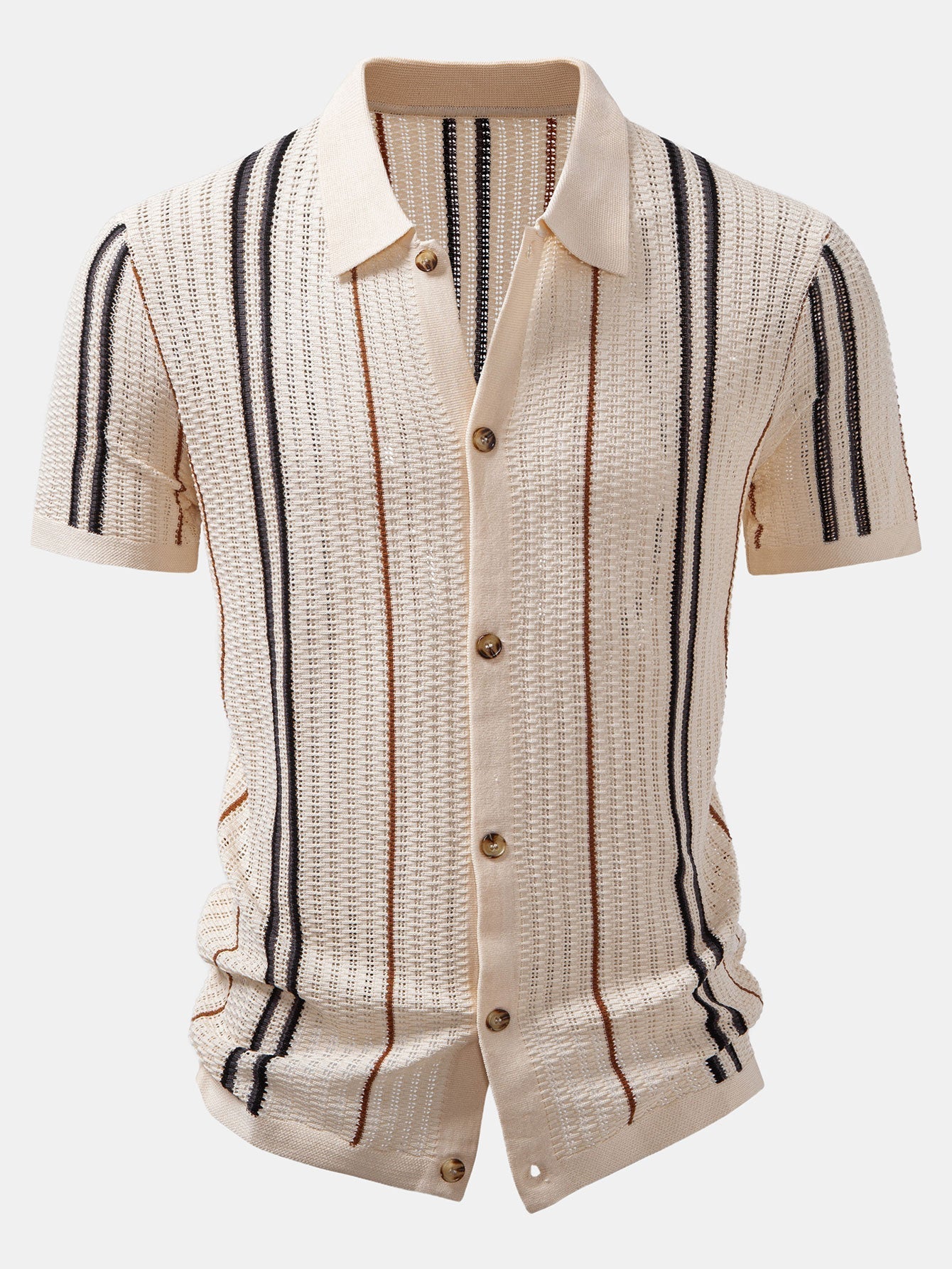 Maqiato | Men's Crochet Knit Shirt & Linen Blend Pants Set