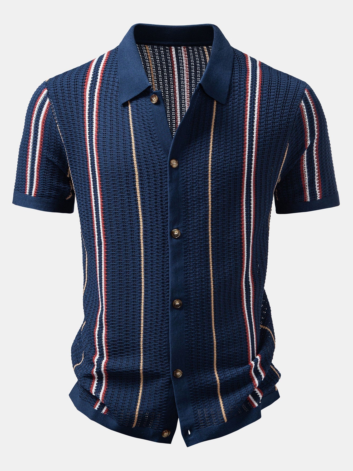 Maqiato | Men's Crochet Knit Shirt & Linen Blend Pants Set