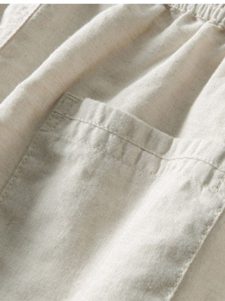 Maqiato | Men's Crochet Stripe Shirt & Linen Pants Set