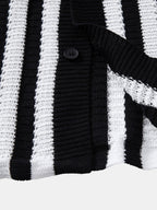 Maqiato | Men's Crochet Stripe Shirt & Linen Pants Set